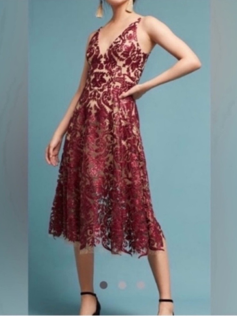 Anthropologie Dress the Population Red Sequin Dress